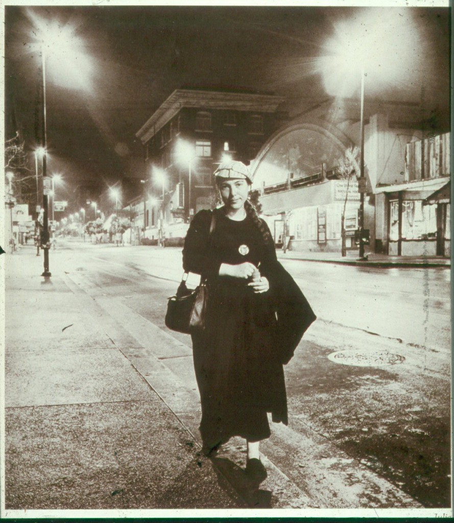 Julia Vinograd in front of the Berkeley Inn, circa 1967 (from Berkeleyside - photo by RIchard Misrach)